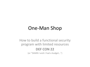 One-Man Shop - Security Tribe