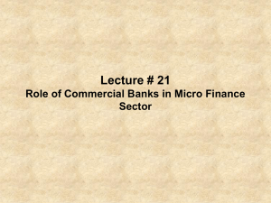 Role of Commercial Banks in Micro Finance Sector