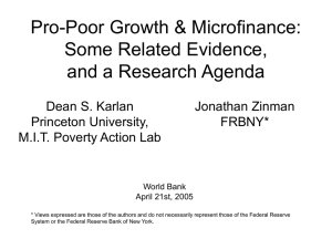 Pro-Poor Growth & Microfinance: Some Related Evidence, and a