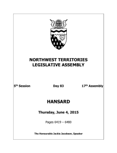 Word - Legislative Assembly of The Northwest Territories