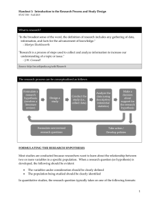 Handout 1 - Part 1: Introduction to the Research Process and Study