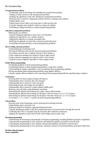 D2 Curriculum Map Transportation problems Terminology used in