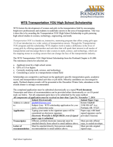 The WTS Transportation YOU High School Scholarship from the