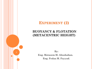 Experiment (2)BUOYANCY & FLOTATION (METACENTRIC HEIGHT)
