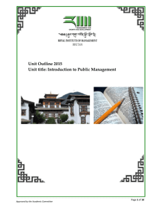 Unit Outline of Public Management – September 3, 2015