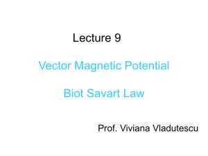 Lecture 9 Vector Magnetic Potential Biot Savart Law
