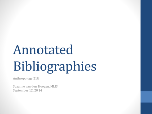 Annotated Bibliographies 2014