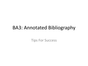 BA3: Annotated Bibliography - Lauri Anderson Alford