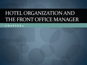 Hotel Organization and the Front Office manager