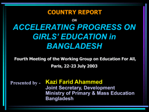 Country Report on Accelerating Progress on Girls' Education