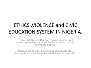 ETHICS ,VIOLENCE and CIVIC EDUCATION SYSTEM