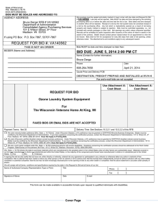 BID DOCUMENT: VA140562, Ozone Laundry System