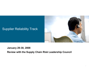 Supplier Reliability Track - Supply Chain Risk Leadership Council