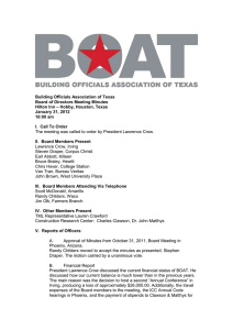 BOAT Board & Business Meeting minutes | 2012