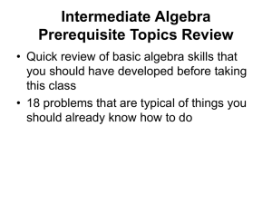 College Algebra Prerequisite Topics Review