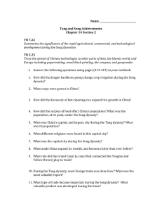 Name Tang and Song Achievements Chapter 14 Section 2 TN 7.22