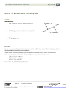 Lesson 28: Properties of Parallelograms