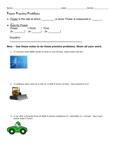 Work and Power Worksheet Name Section 5-1 and 5