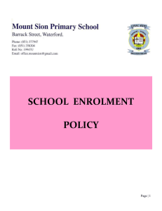 Application for Enrolment - Mount Sion Primary School