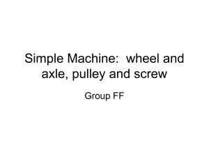 Simple Machine: wheel and axle, pulley and screw