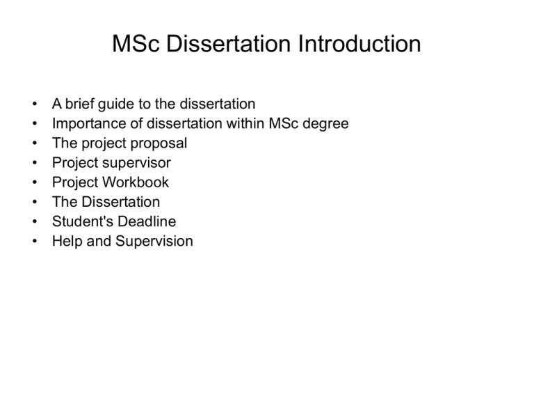 msc dissertation meaning