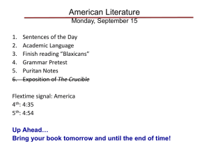 American Literature Monday, September 15
