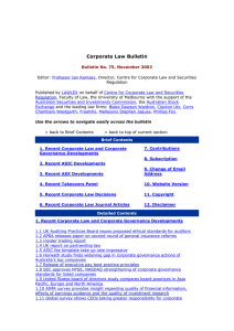Corporate Law Bulletin 75 - November 2003