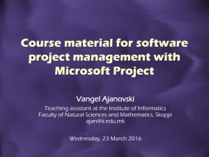 Course material for software project management with Microsoft