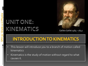 Lesson 01 – Intro to Kinematics