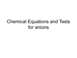 Chemical Equations and Tests for anions