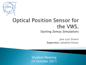 Optical Position Sensor for the VWS. Starting Zemax Simulations