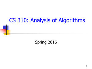 CIS 310: Analysis of Algorithms