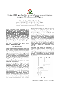 Design of high speed and low power 5:3 compressor