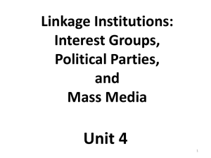 Interest Groups, Political Parties, and Mass Media