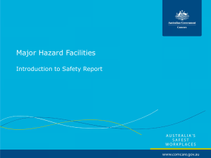 Major Hazard Facilities - Introduction to Safety Report