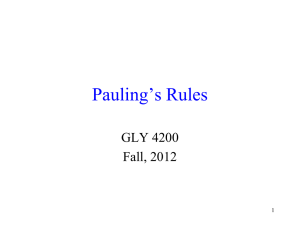Pauling's Rules - FAU-Department of Geosciences