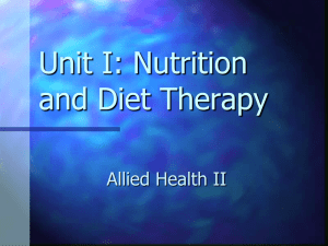 Unit I: Nutrition and Diet Therapy