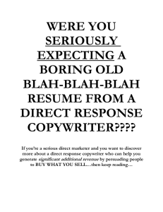 I'm a student of direct response copywriting