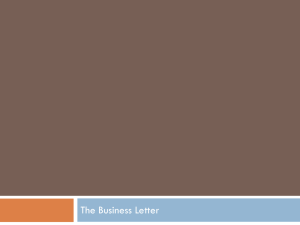 The Business Letter - Christ the Redeemer School Division