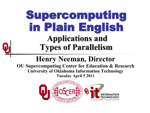 Supercomputing in Plain English: Applications and Types