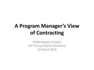 Session 3 - Course 19 - A Program Manager's View of Contracting