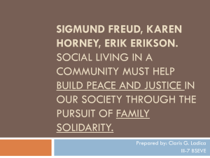 Sigmund Freud, Karen Horney, Erik Erikson. Social Living in a