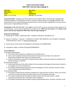 SGNL 2301: American Sign Language III