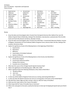 US History Unit 4 Test Review – Imperialism and Expansion Terms