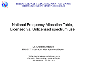 National Table of Frequency Allocation, Licensed vs
