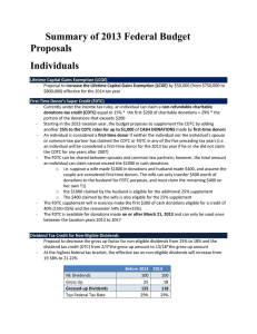 Summary of 2013 Federal Budget Proposals