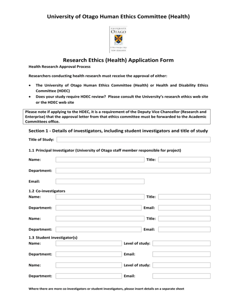 (Health) application form