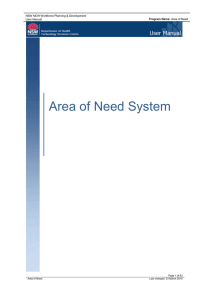 Area of Need User Guide