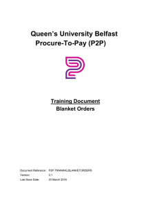 Blanket Orders - Queen's University Belfast