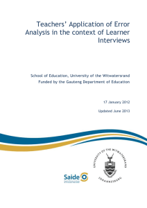 Teachers' Application of Error Analysis in the Context of
